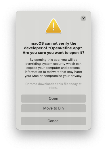 A screenshot of the notification containing an 'Open' button.